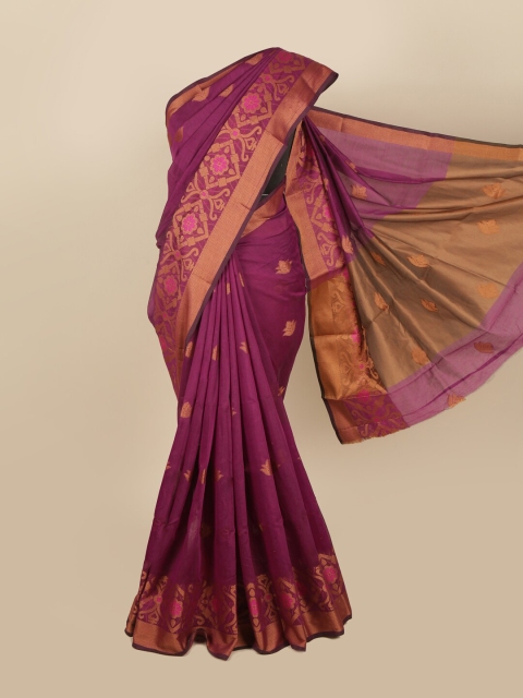 

Pothys Purple & Gold-Toned Woven Design Saree