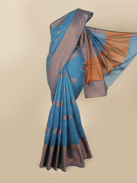 

Pothys Blue & Gold-Toned Woven Design Saree