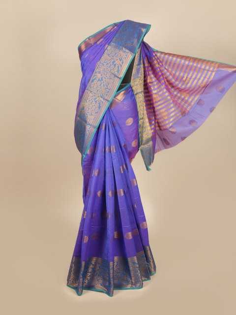 

Pothys Blue & Gold Ethnic Motifs Zari Saree
