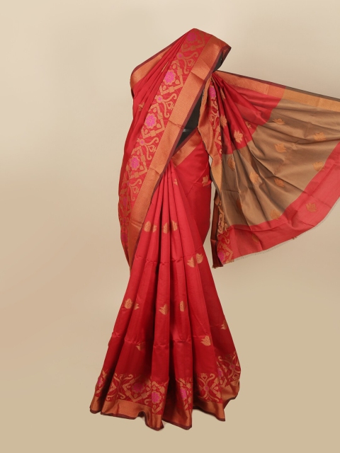 

Pothys Red & Gold-Toned Woven Design Zari Saree