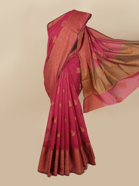 

Pothys Pink & Gold-Toned Floral Saree