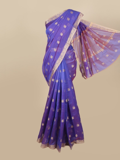 

Pothys Blue & Gold-Toned Ethnic Motifs Saree