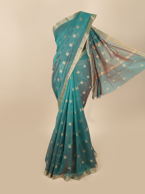 

Pothys Green & Gold-Toned Woven Design Zari Saree