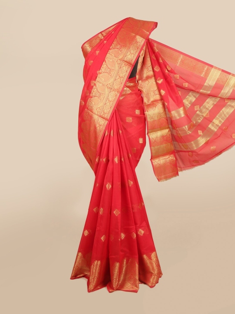 

Pothys Red & Gold-Toned Woven Design Zari Saree