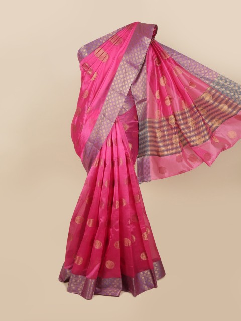 

Pothys Pink & Gold-Toned Woven Design Zari Saree