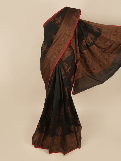 

Pothys Black Ethnic Motifs Woven Designed Cotton Blend Saree