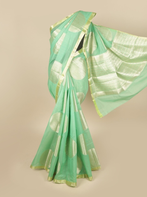 

Pothys Green & Gold-Toned Woven Design Zari Saree