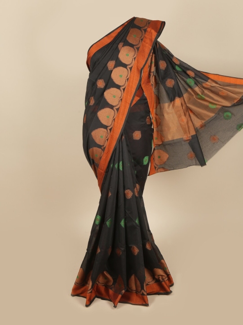 

Pothys Black & Orange Ethnic Motifs Saree