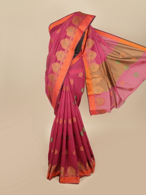 

Pothys Magenta Ethnic Motifs Woven Designed etCotton Blend Saree