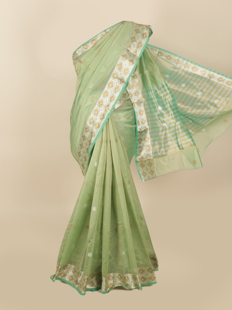 

Pothys Green Ethnic Motifs Woven Designed Cotton Blend Saree