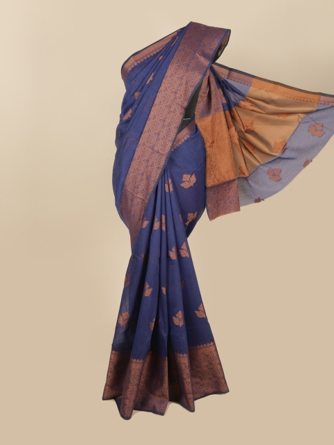 

Pothys Blue & Gold-Toned Woven Design Saree