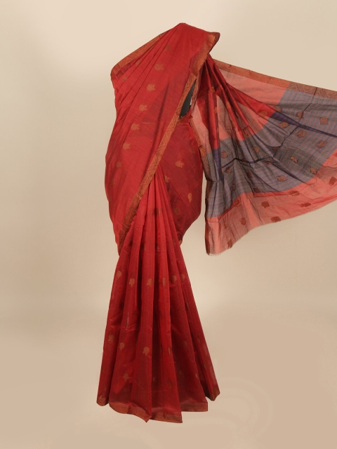 

Pothys Maroon & Gold-Toned Woven Design Saree