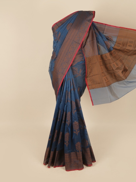 

Pothys Blue Ethnic Motifs Woven Designed Cotton Blend Saree