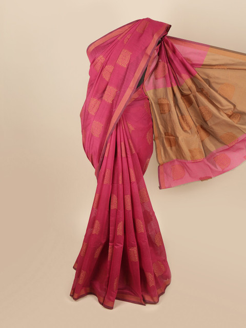 

Pothys Pink & Gold-Toned Woven Design Saree