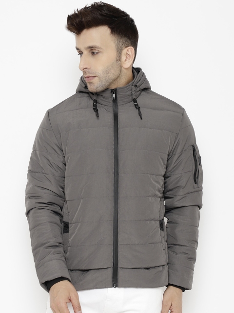 

LURE URBAN Men Grey Solid Puffer Hooded Jacket