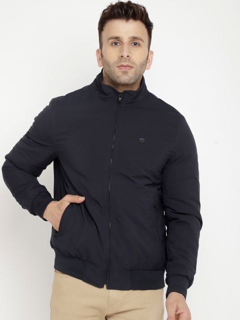 

LURE URBAN Men Navy Blue Bomber Jacket