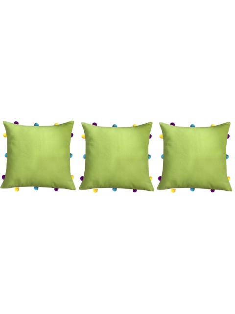 

Lushomes Set of 3 Green & Yellow Cotton Square Cushion Covers