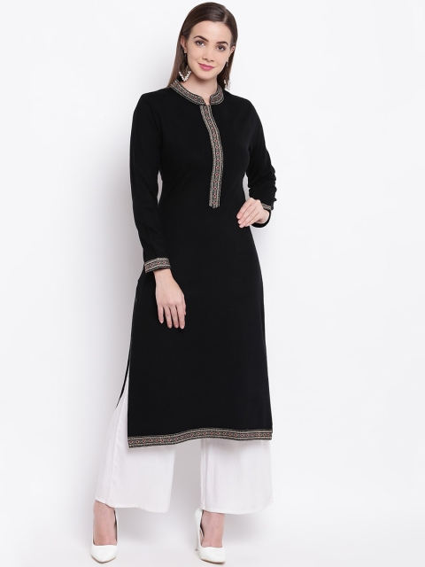

FABNEST Women Black Thread Work Acrylic Kurta
