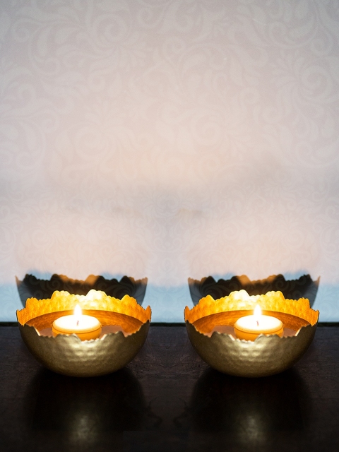 

Golden Peacock Set Of 2 Gold Toned Multi Purpose Bowls