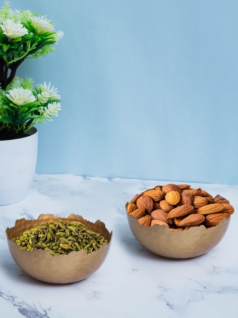 

Golden Peacock Set Of 2 Gold-Toned Textured Matte Bowls