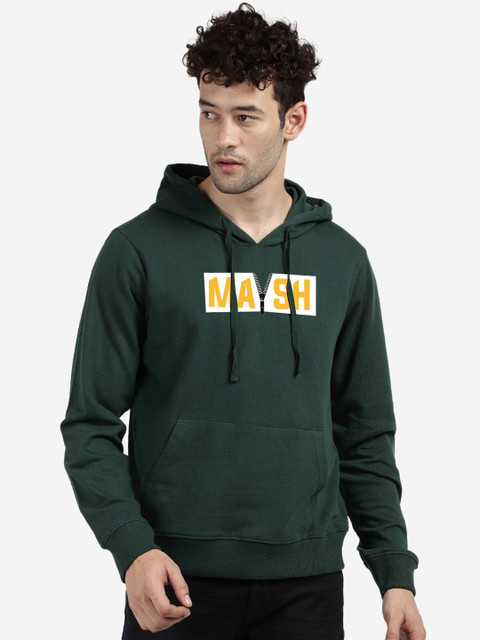

MASH UNLIMITED Men Green Printed Hooded Sweatshirt