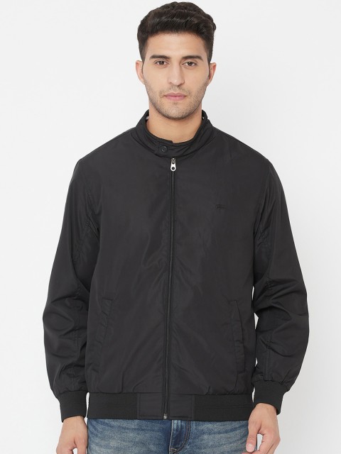 

METTLE Men Black Solid Bomber Jacket