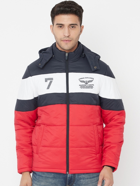

METTLE Men Red & Black Colourblocked Padded Jacket