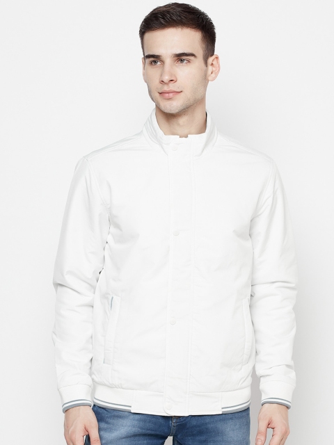 

METTLE Men White Bomber Jacket
