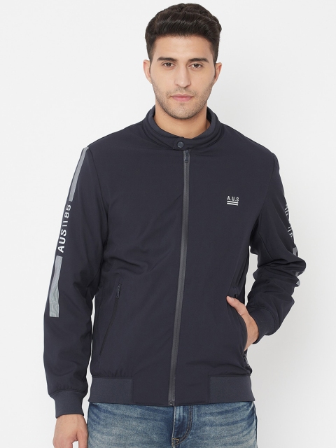 

METTLE Men Navy Blue Bomber Jacket
