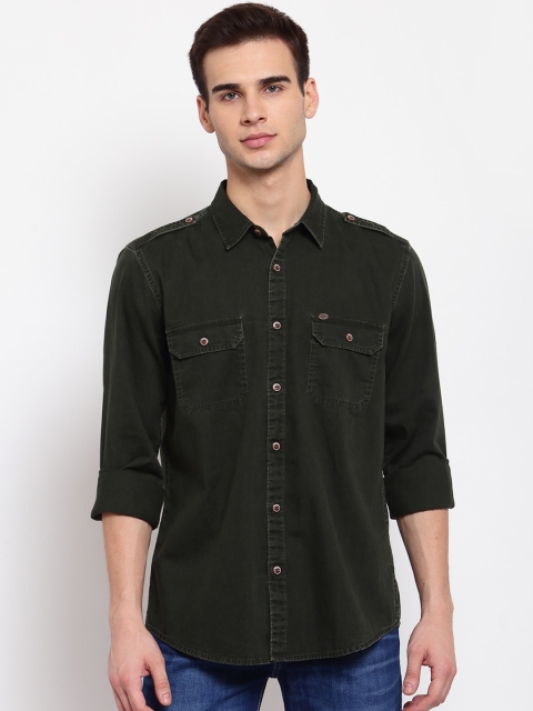 

Pepe Jeans Men Olive Green Opaque Casual Shirt