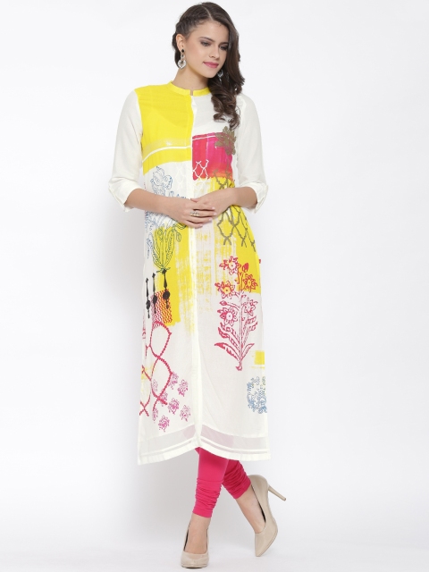 

W Women Off-White Printed Straight Kurta