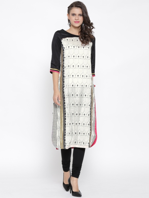 

W Women Off-White Printed Straight Kurta