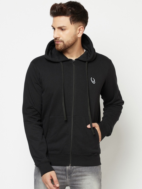 

ELEGANCE Men Black Hooded Sweatshirt