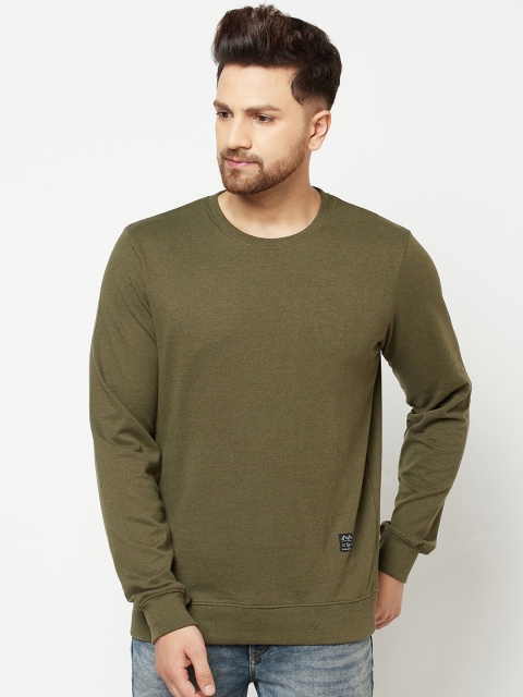 

ELEGANCE Men Olive Green Sweatshirt