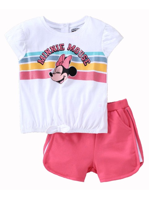

Disney Girls White & Pink Printed Pure Cotton Clothing Set