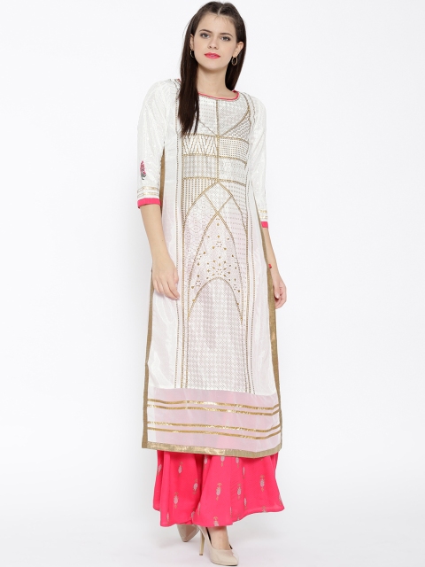 

W Women Off-White Printed Straight Kurta