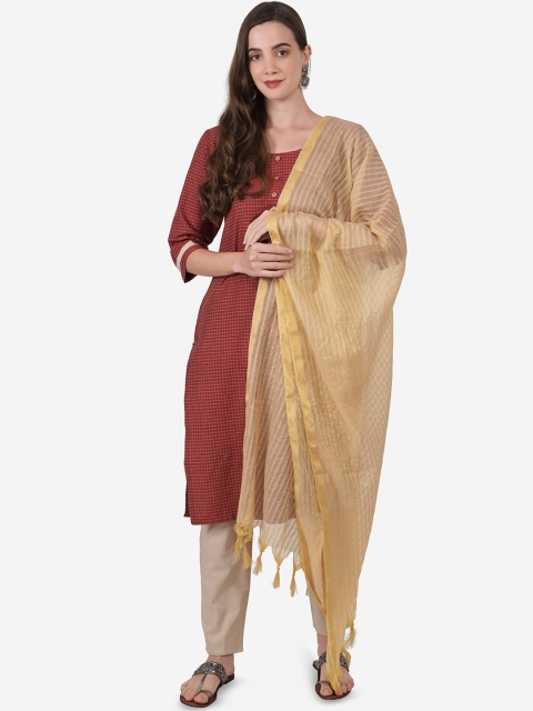 

Ashnaina Women Red Regular Kurta with Trousers & With Dupatta