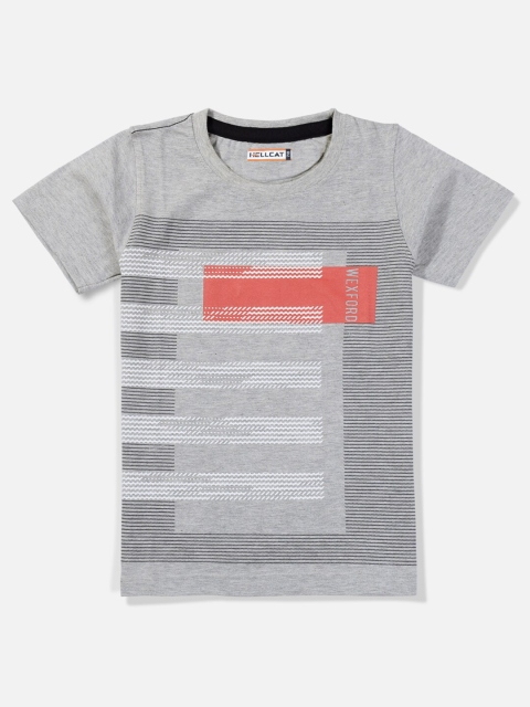 

HELLCAT Boys Grey Striped T-shirt