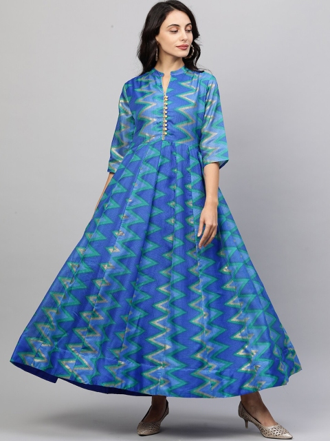 

FASHOR Blue Ethnic Motifs Maxi Dress
