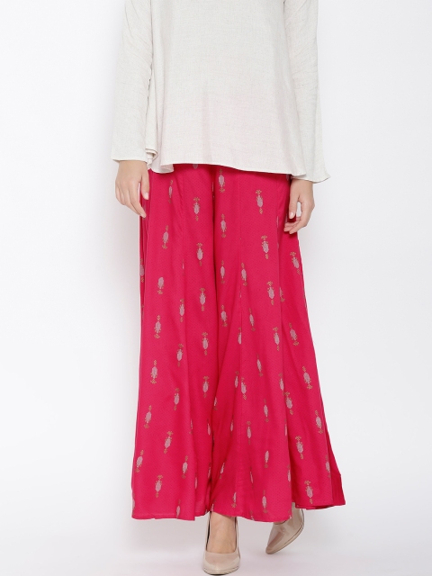 

W Women Pink Printed Palazzo Trousers