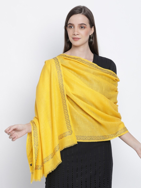 

SHINGORA Women Yellow Embellished Pure Woolen Shawl