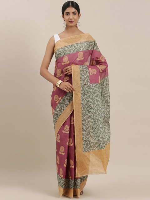 

The Chennai Silks Pink & Beige Floral Pure Cotton Saree