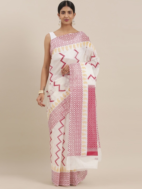 

The Chennai Silks Off White & Magenta Pure Cotton Saree