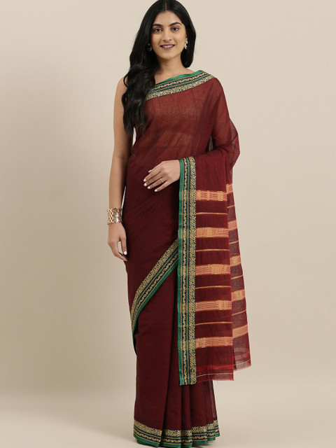 

The Chennai Silks Maroon & Green Pure Banahatti Cotton Saree