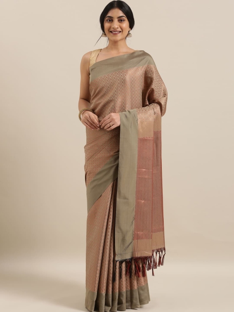 

The Chennai Silks Green & Beige Woven Design Fusion Saree