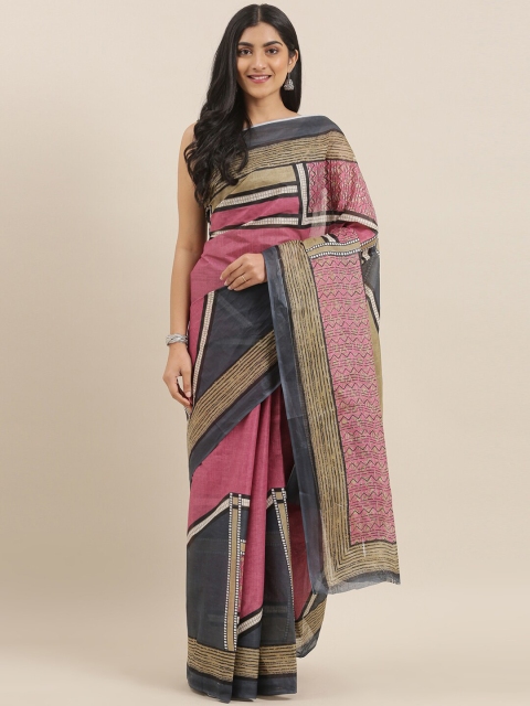 

The Chennai Silks Pink & Grey Pure Cotton Saree