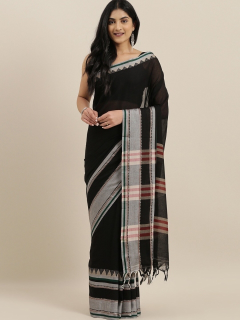 

The Chennai Silks Black & Red Woven Design Pure Cotton Fusion Saree
