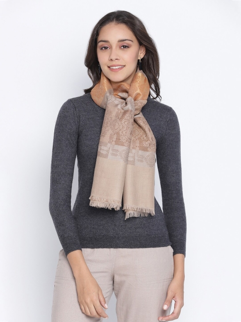 

SHINGORA Women Beige & Gold-Coloured Woven Design Stole