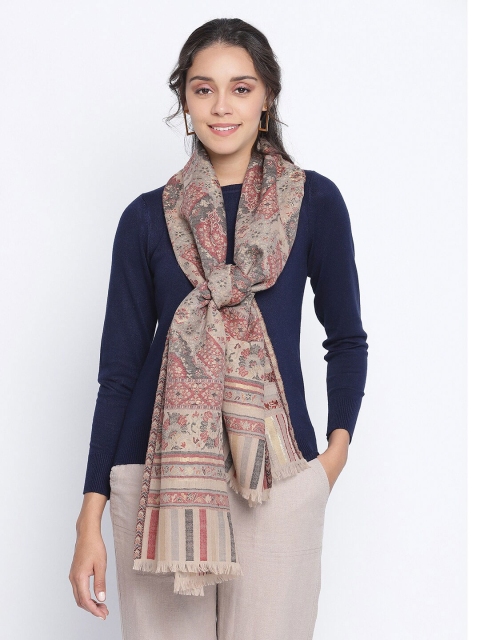 

SHINGORA Women Beige & Grey Woven Design Stole