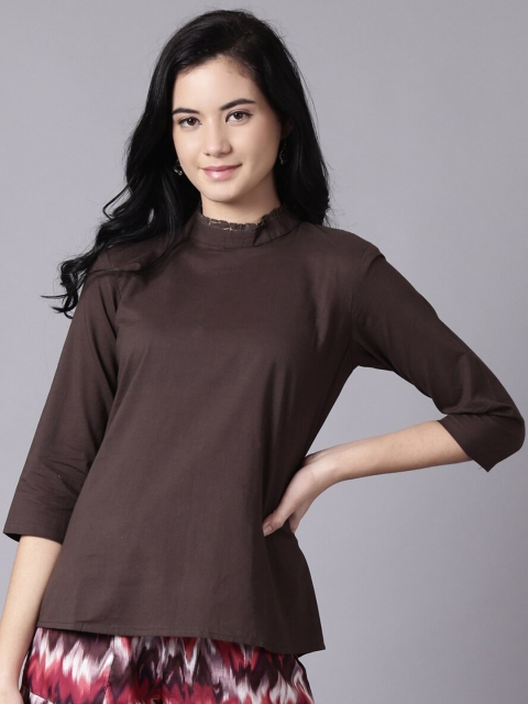 

AASI - HOUSE OF NAYO Brown Pure Cotton Regular Top